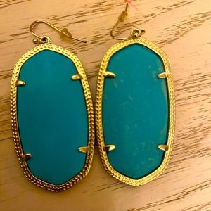 Kendra Scott turquoise blue with gold trim